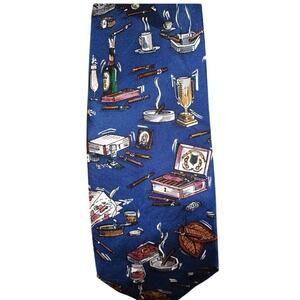 Smokin' Tie. Graphics of cigars, brandy, wine , tobacco leaves and martinis